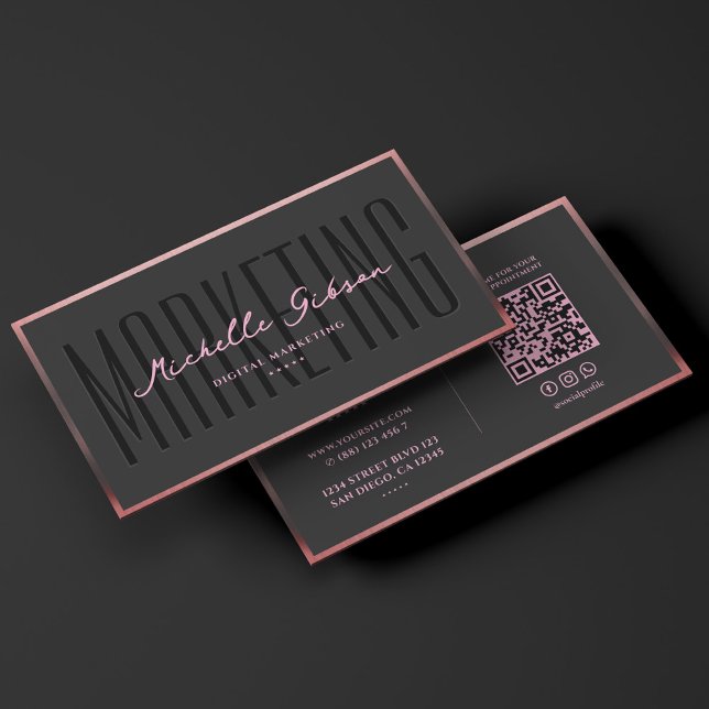 Tarjeta De Visita Aesthetic Pink Black Marketing Professional  (Aesthetic Pink Black Marketing Professional Business Card
)