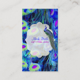 Tarjeta De Visita Afectan al azul/acuarela del cobalto de pavo real