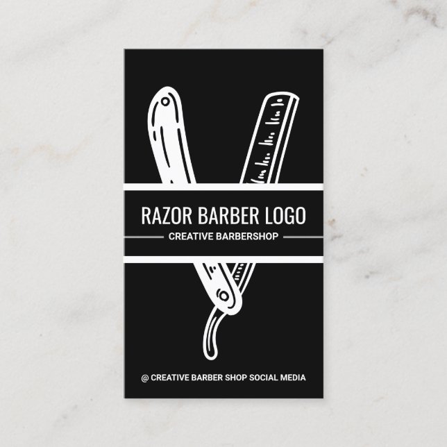 Tarjeta De Visita Afeitado con navaja de afeitar Barbero (Anverso)