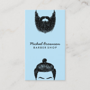 Tarjeta De Visita Afeitadora de barba y bigote de peluquería azul