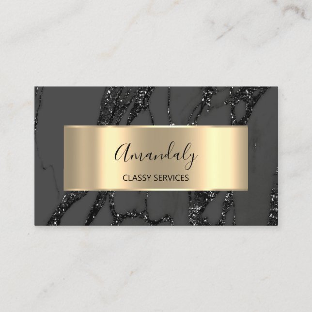 Tarjeta De Visita Afiliado Marketing Consulting Gold Black Marble (Anverso)