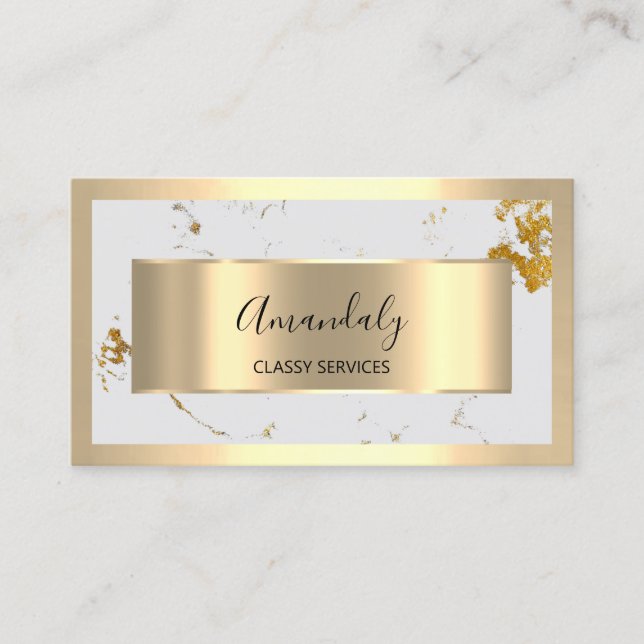 Tarjeta De Visita Afiliado Marketing Consulting Gold Framed Marble (Anverso)