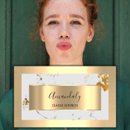 Tarjeta De Visita Afiliado Marketing Consulting Gold Framed Marble