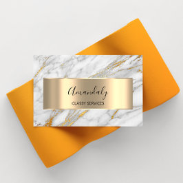Tarjeta De Visita Afiliado Marketing Consulting Gold Gray Marble