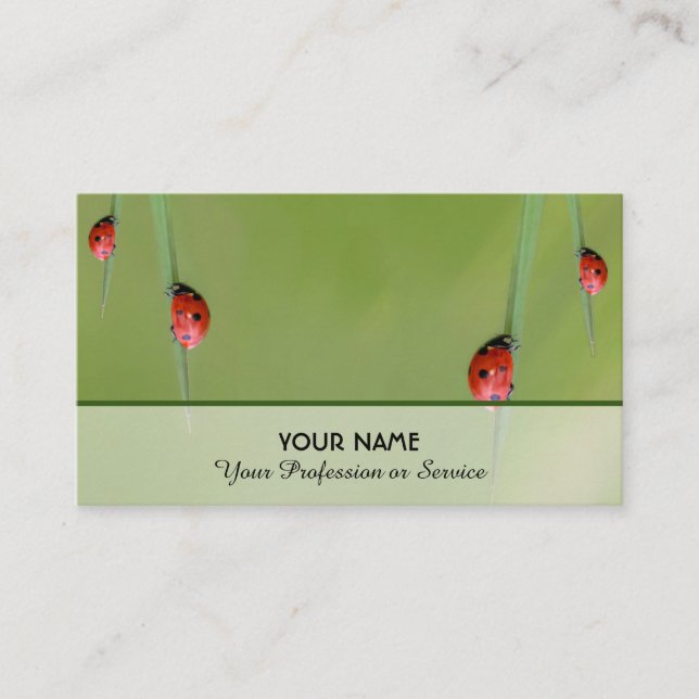 Tarjeta De Visita Afortunados y positivos ladybugs por un bienestar  (Anverso)