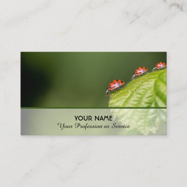Tarjeta De Visita Afortunados y positivos ladybugs por un bienestar  (Anverso)
