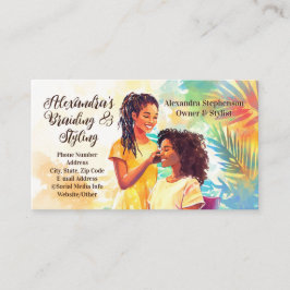 Tarjeta De Visita African-American Black Hairstylist Salon Braiding