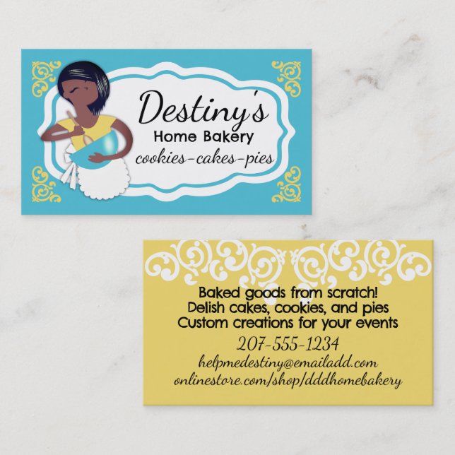 Tarjeta De Visita African American mixing bowl woman baking bakery (Anverso / Reverso)