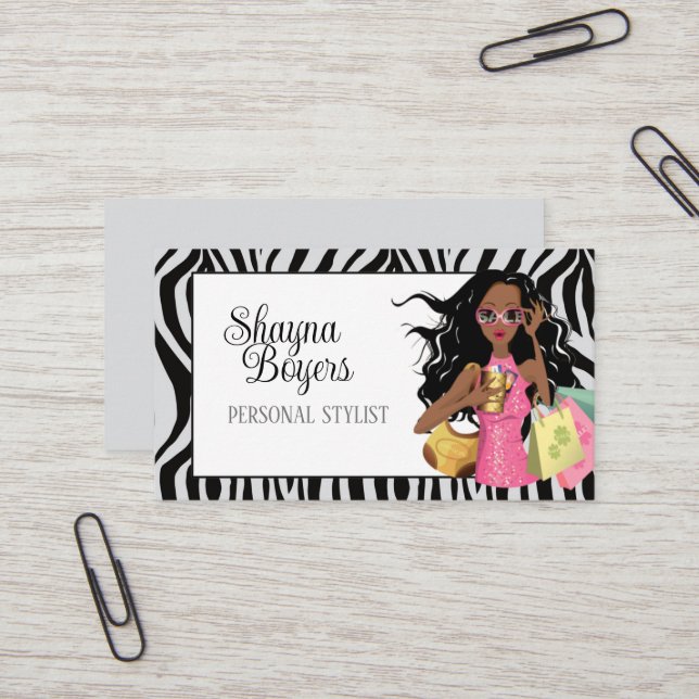 Tarjeta De Visita African American Zebra Print (Anverso/Reverso In Situ)