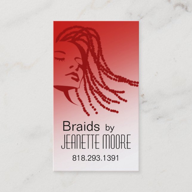 Tarjeta De Visita Afrocentric trenza al estilista - rojo (Anverso)