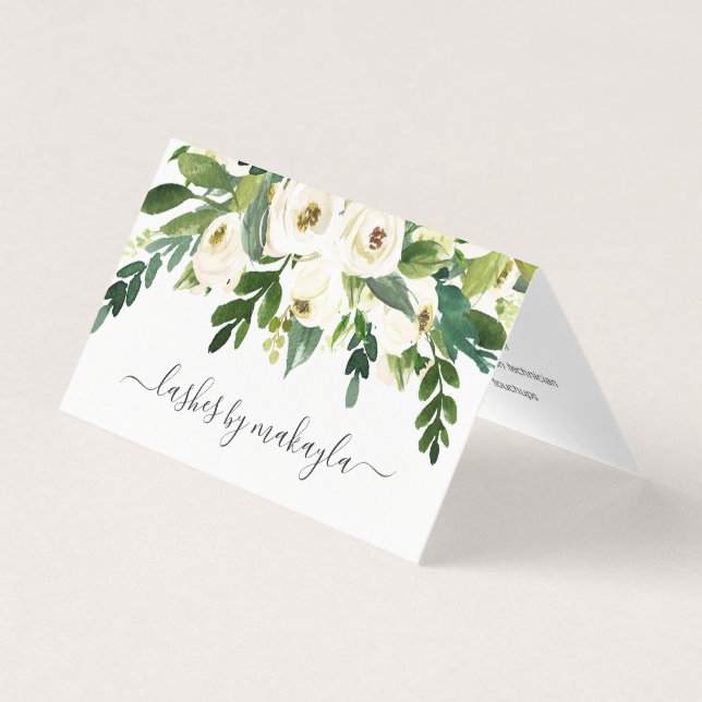 Tarjeta De Visita Aftercare Lazas Elegantes Floral de acuarela blanc (Anverso)