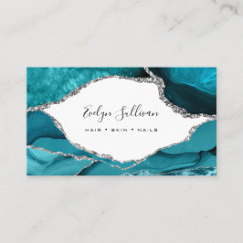 Tarjeta De Visita agajo verde azulado de acuarela