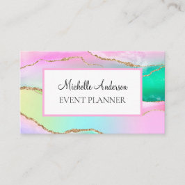 Tarjeta De Visita Agante de arcoiris de oro rosa