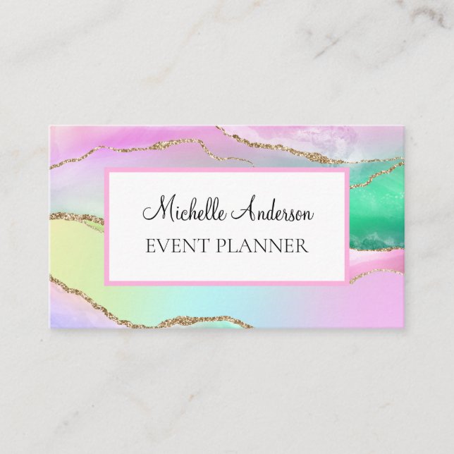 Tarjeta De Visita Agante de arcoiris de oro rosa (Anverso)
