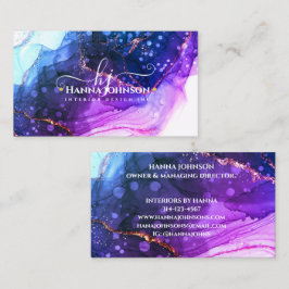 Tarjeta De Visita Agante de mármol de oro azul Monograma geográfico 