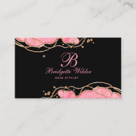 Tarjeta De Visita Agante de mármol de oro rosado estilo de pelo negr