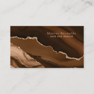Tarjeta De Visita Agante de mármol marrón Purpurina de oro