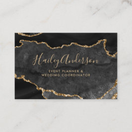 Tarjeta De Visita Agante dorado color de agua negro y Purpurina dora