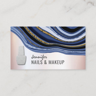 Tarjeta De Visita Agar azul marino geode moda clavo metálico suave r