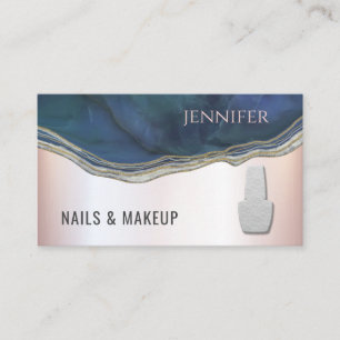 Tarjeta De Visita Agar azul marino geode moda clavo metálico suave r