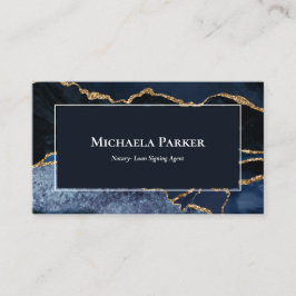 Tarjeta De Visita Ágata Azul Marino Geoda Blanca Profesional