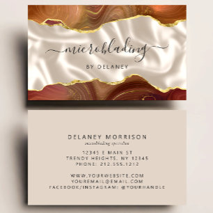 Tarjeta De Visita Agata Marrón Naranja Dorado Marfil Microblading de