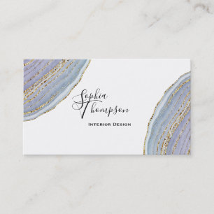 Tarjeta De Visita Ágata moderna de Geode de la lavanda del oro -