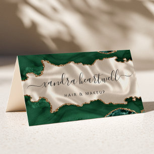 Tarjeta De Visita Ágata Verde Esmeralda Oro Brillo Marfil Lujo