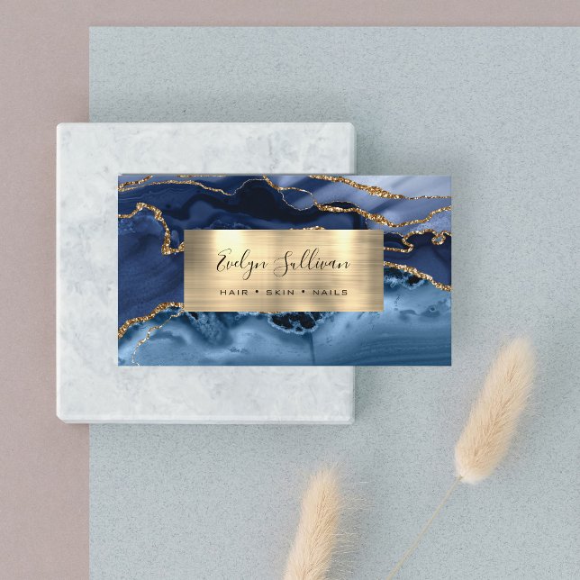 Tarjeta de visita Agate Blue and Gold (Subido por el creador)