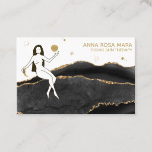 Tarjeta De Visita *~* Agate de Purpurina de oro negro celestial
