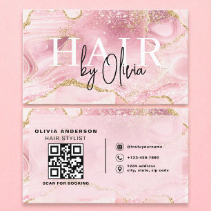 Tarjeta De Visita Agate QR Code Hair Stylist Typography Moderno