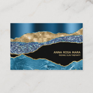 Tarjeta De Visita *~* Agate Verde azulado negro Geode Purpurina de o