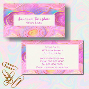 Tarjeta De Visita Agato de Geode Pastel y oro