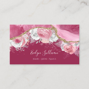 Tarjeta De Visita agato floral rosa 