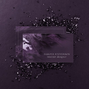 Tarjeta De Visita Agato morado cristalizado   Moody Marcado Stone