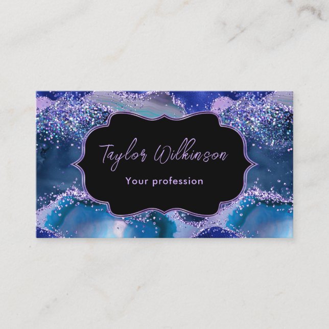 Tarjeta De Visita Agato oceánico azul y morado oscuro (Anverso)
