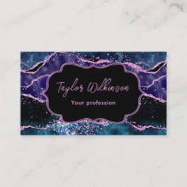 Tarjeta De Visita Agato oceánico Purpurina azul y morado de la marin