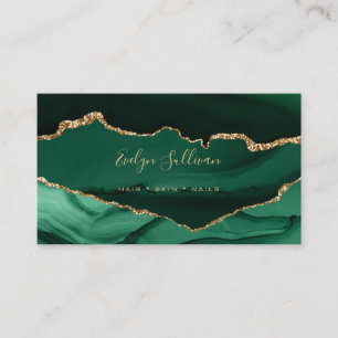 Tarjeta De Visita agato verde esmeralda y oro