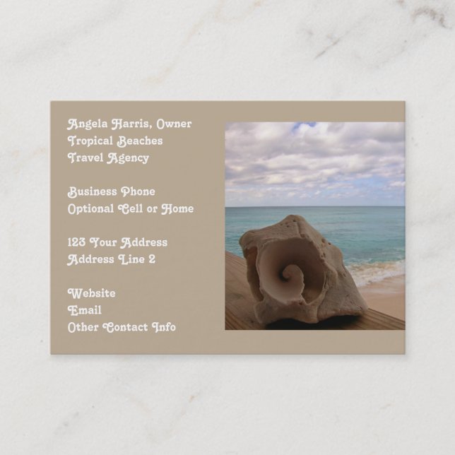 Tarjeta De Visita Agencia de viajes de las vacaciones de la playa (Anverso)