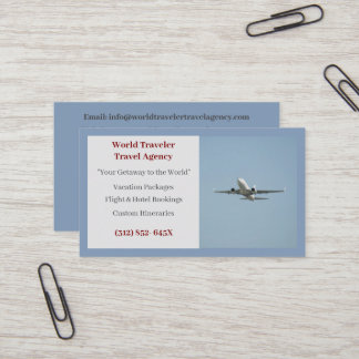 Tarjeta De Visita Agencia de viajes del avión del agente azul
