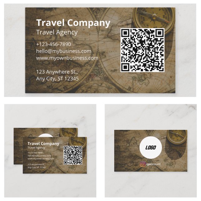 Tarjeta De Visita Agencia de viajes del sitio web del código QR (QR Code Website Travel Agency Business Cards)