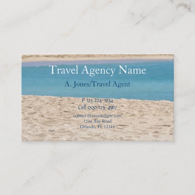 Tarjeta De Visita Agencia de Viajes, Playa y Arena (Anverso)