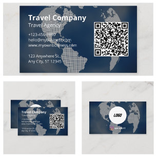 Tarjeta De Visita Agencia de Viajes Profesional Código QR