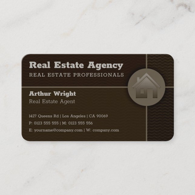 Tarjeta De Visita Agencia inmobiliaria | Marrón profesional (Anverso)