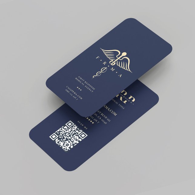 Tarjeta De Visita Agencia médica de farmacia moderna Oro azul oscuro (Modern Pharmacy Medical Agency Dark Blue Gold Business Card
)