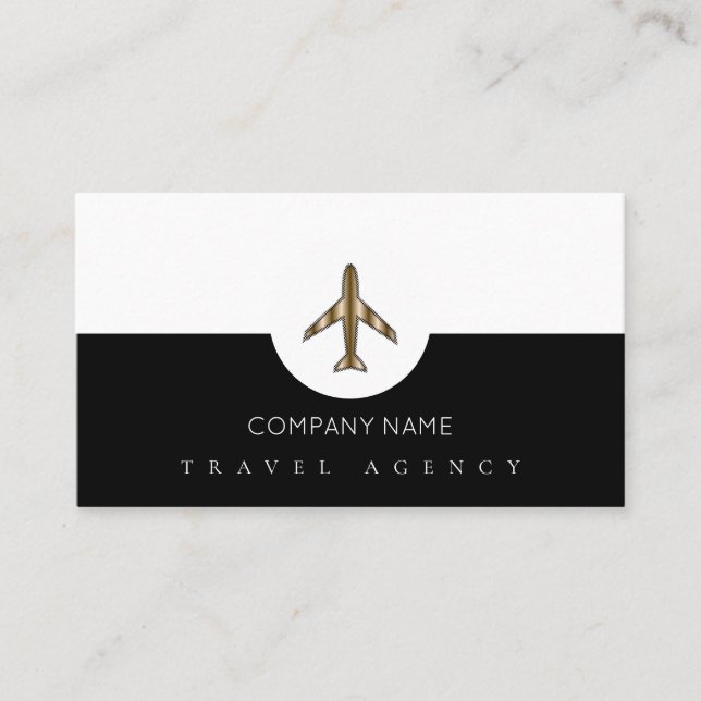 Tarjeta De Visita Agencia simple de viajes blancos + avión (Anverso)