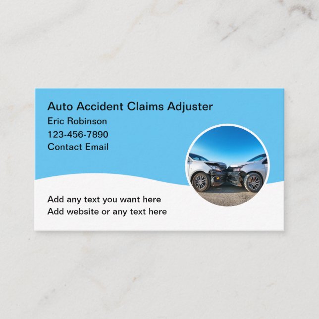 Tarjeta De Visita Agente ajustador de reclamaciones automáticas (Anverso)