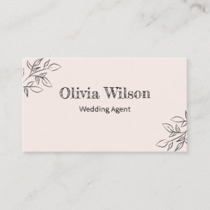 Tarjeta De Visita Agente Boda manuscrito Beige