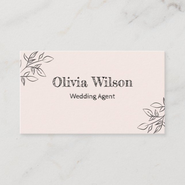 Tarjeta De Visita Agente Boda manuscrito Beige (Anverso)