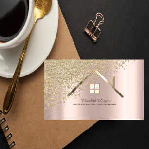 Tarjeta De Visita Agente de bienes raíces Casa de Oro Diamantes